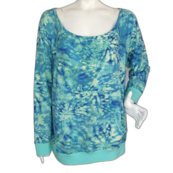 TORRID Active Sweatshirt, 2/2X, Tie-dye, Wide neck/off shoulder, Long sleeves - Picture 1 of 11